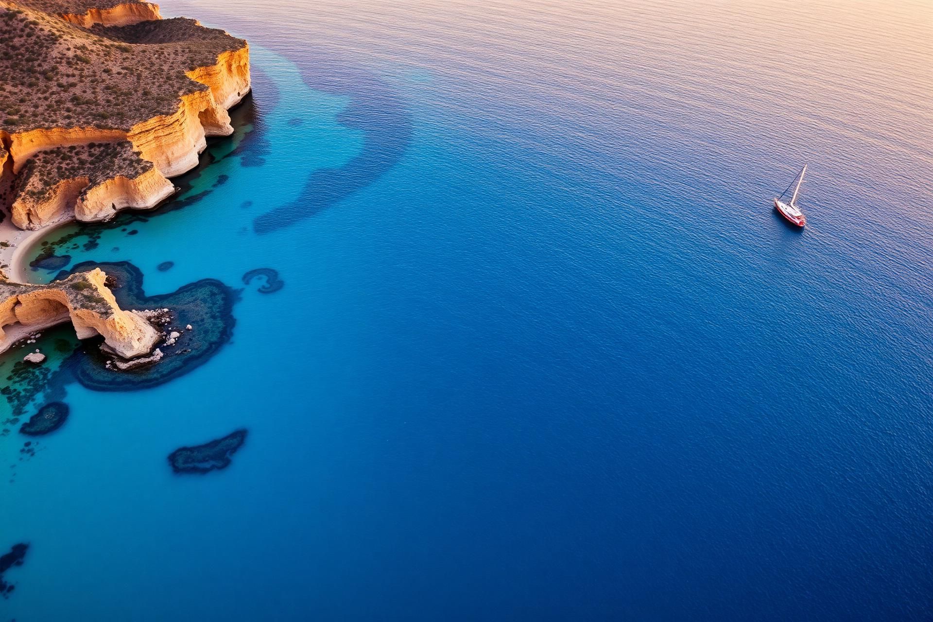 Costa mediterránea de Murcia al atardecer
